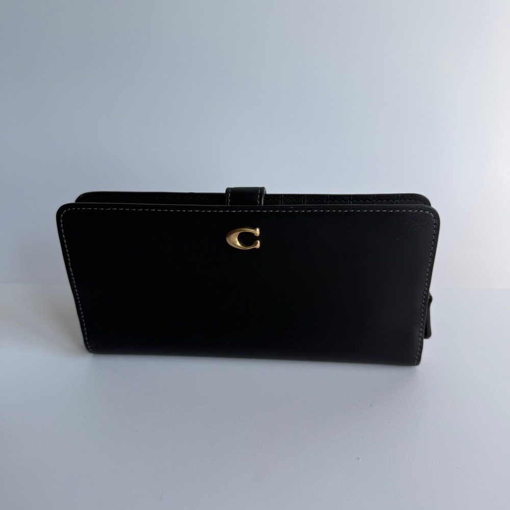 Coach Essential Slim Bifold Wallet Black Calf Leather CZ096